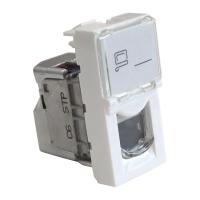 LANMASTER LAN-SIP-22S6-WH Вставка Mosaic 22.5x45, RJ-45 STP, кат.6, со шторкой и увеличенным окном маркировки, белая