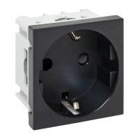 EKF E2MR16-028-30 Розетка 45х45 с зазем., с защ. шторками, 90 градусов, черная, матовая