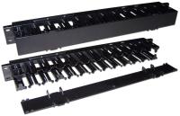 LANMASTER LAN-ORG/CVP-1U Кабельный органайзер 19" c крышкой, пластиковый, 1U, размер пространства для укладки 50х25х440 мм, цвет черный
