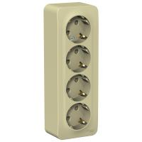 Systeme Electric BLNRA011417 Blanca открытой установки розетка 4-я с заземл. со шторками изол.пл.,16А, 250В, бежевый