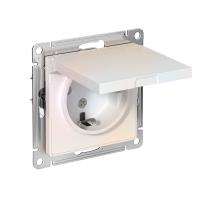 Systeme Electric ATN000446 AtlasDesign Розетка с заземл. со шторк. с крышкой, 16А, IP20, механизм, жемчуг
