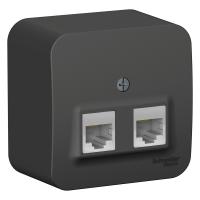 Systeme Electric BLNIA045456 Blanca открытой установки розетка двойная компьютерная RJ45, кат.5E, изол.пл.,антрацит
