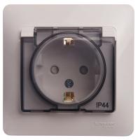Systeme Electric GSL000148 Glossa Розетка с заземлением со шторками с крышкой белая в сборе IP44