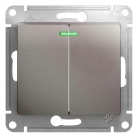 Systeme Electric GSL001253 Glossa 2-клавишный выключатель с подсветкой,сх.5а,10AX, механизм, платина