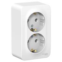 Systeme Electric BLNRA010211 Blanca открытой установки розетка двойная с заземл. без шт. изол.пл.,16А, 250В, белый