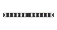 NIKOMAX NMC-RP24UE2-AN-1U-BK Коммутационная панель 19", 1U, 24 угловых порта, Кат.6 (Класс E), 250МГц, RJ45/8P8C, 110/KRONE, T568A/B, неэкранированная, с органайзером, черная