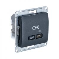 Systeme Electric GSL000727 Glossa USB Розетка тип-C 65Вт высокоскор.заряд. QC, PD, механизм, антрацит