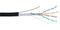 NETLAN EC-UF004-5E-PE-SW-BK Кабель F/UTP 4 пары, Кат.5e (Класс D), 100МГц, одножильный, BC (чистая медь), Ø 0.47 мм, внешний, PE, -40°С - +60°С, с одножильным тросом, черный, 305м