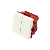 LANMASTER LAN-EC45x45-S22-WH Выключатель двухклавишный, Mosaic 45х45, белый