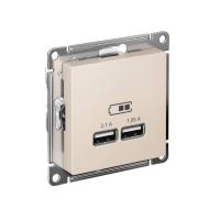 Systeme Electric ATN000233 AtlasDesign USB Розетка A+A, 5В/2,1 А, 2х5В/1,05 А, механизм, бежевый