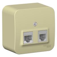 Systeme Electric BLNIA045117 Blanca открытой установки розетка двойная: комп.RJ45, кат.5E + телеф. RJ11, изол.пл.,бежевый