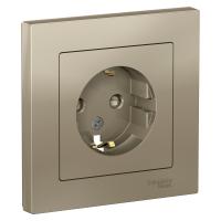 Systeme Electric ATN000544 AtlasDesign Розетка с заземлением со шторками, 16А, в сборе, шампань