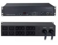 Hyperline ATS-R-228H1622-Intelligent Блок розеток управляемый ATS 19", с SNMP-интерфейсом для IP-контроллера, горизонтальный, 2U, 12 розеток IEC320 C13, 4 розетки IEC320 C19, 220V, 32А, кабель питания 3х6.0 кв.мм, 3 м
