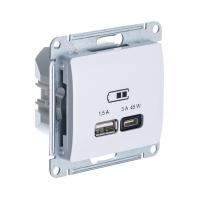 Systeme Electric GSL000129 Glossa USB Розетка А + тип-С 45Вт высокоскорост. зарядка QC, PD, механизм, белый