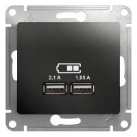 Systeme Electric GSL000733 Glossa USB Розетка А+А,5В/2,1 А, 2х5В/1,05 А, механизм, антрацит