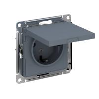 Systeme Electric ATN000746 AtlasDesign Розетка с заземл. со шторками с крышк, 16А, IP20, механизм, грифель