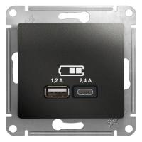 Systeme Electric GSL000739 Glossa USB Розетка А+С, 5В/2,4А, 2х5В/1,2 А, механизм, антрацит