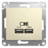 Systeme Electric GSL000233 Glossa USB Розетка A+A, 5В/2,1 А, 2х5В/1,05 А, механизм, бежевый