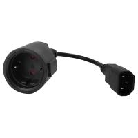 LANMASTER LAN-PPS/14-0.2-BK Шнур переходной, вилка C14 - розетка Schuko, 3х0.75, 220В, 10А, черный, 0.2 метра