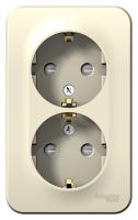 Systeme Electric BLNRA011212 Blanca открытой установки розетка двойная с заземл. со шт. изол.пл.,16А, 250В, молочный