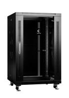 Cabeus SH-05C-18U60/100-BK Шкаф монтажный телекоммуникационный 19" напольный для распределительного и серверного оборудования 18U 600x1000x988mm (ШхГхВ) передняя стеклянная и задняя сплошная металлическая двери, ручка с замком, цвет черный (RAL 9004)