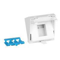 LANMASTER LAN-SIP-23A-WH Вставка 45x45 на 1 кейстоун, угловая, со шторкой, маркировкой и иконками, белая