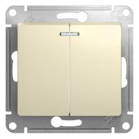 Systeme Electric GSL000253 Glossa 2-клавишный выключатель с подсветкой, сх.5а, 10АХ, механизм, бежевый