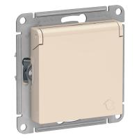 Systeme Electric ATN000246 AtlasDesign Розетка с заземл. со шторк. с крышкой, 16А, IP20, механизм, бежевый