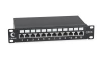 Cabeus PL-12-Cat.6 10"-SH-Dual IDC Патч-панель 10", установочный размер 236 мм, 12 портов RJ-45 полностью экранированная, категория 6, Dual IDC