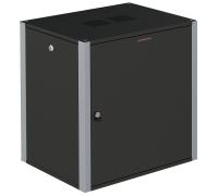 SYSMATRIX WP 6318.920 Шкаф телекоммуникационный настенный 19" 18U 600x350x852mm (ШхГхВ) дверь металл, с задней стенкой, IP20, нагрузка до 60кг, цвет черный (RAL 9004/RAL7000), в комплекте отвертка и крепеж, с возможностью установки на ножки (разобр.)