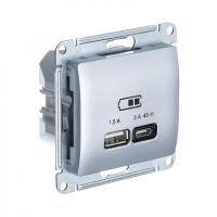 Systeme Electric GSL000329 Glossa Розетка USB A + тип-C 45W высокоскор.заряд. QC, PD, механизм, алюминий