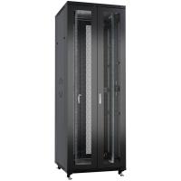 Cabeus ND-05C-42U80/120-BK Шкаф монтажный телекоммуникационный 19" напольный для распределительного и серверного оборудования 42U 800x1200x2055mm (ШхГхВ) передняя и задняя двойные перфорированные двери, ручки с замком, цвет черный (RAL 9004)