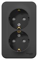 Systeme Electric BLNRA011216 Blanca открытой установки розетка двойная с заземл. со шторк. изол.пл.,16А,250В,антрацит