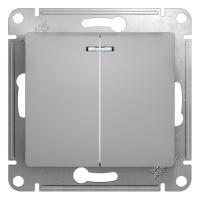Systeme Electric GSL000353 Glossa 2-клавишный выключатель с подсветкой, сх.5а, 10АХ, механизм, алюминий