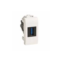 ДКС 76300B USB 3.0 розетка, Brava, белая, 1 мод.