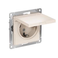 Systeme Electric ATN000246 AtlasDesign Розетка с заземл. со шторк. с крышкой, 16А, IP20, механизм, бежевый