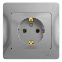 Systeme Electric GSL000342 Glossa Розетка с заземлением, 16А, в сборе, алюминий