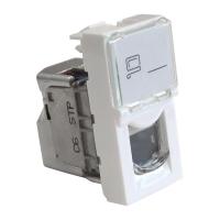 LANMASTER LAN-SIP-22S6-WH Вставка Mosaic 22.5x45, RJ-45 STP, кат.6, со шторкой и увеличенным окном маркировки, белая