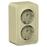 Systeme Electric BLNRA010217 Blanca открытой установки розетка двойная с заземл. без шт. изол.пл.,16А, 250В, бежевый