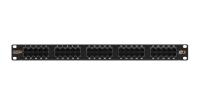 NIKOMAX NMC-RP50UC3-1U-BK Коммутационная панель 19", 1U, телефонная, 50 портов, Кат.3 (Класс C), 16МГц, RJ45/8P6C, 110/KRONE, с заземлением, с органайзером, черная