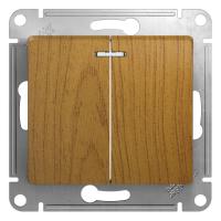 Systeme Electric GSL000553 Glossa 2-клавишный выключатель с подсветкой,сх.5а,10АХ,механизм, дерево дуб