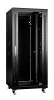 Cabeus SH-05C-27U60/60-BK Шкаф монтажный телекоммуникационный 19" напольный для распределительного и серверного оборудования 27U 600x600x1388mm (ШхГхВ) передняя стеклянная и задняя сплошная металлическая двери, ручка с замком, цвет черный (RAL 9004)