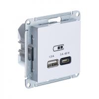 Systeme Electric ATN000129 AtlasDesign USB Розетка A + тип-C 45Вт высокоскор.заряд. QC, PD, механизм, белый