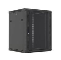 DANNMAN WXP-0945-G-RAL9005 Шкаф настенный 19", 9U, 500x600х450мм, стеклянная дверь, черный