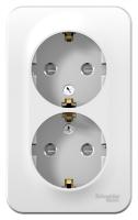 Systeme Electric BLNRA011221 Blanca открытой установки розетка двойная с заземл. со шторк. метал.пл.,16А, 250В, белый