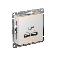 Systeme Electric ATN000433 AtlasDesign USB Розетка A+A, 5В/2,1 А, 2х5В/1,05 А, механизм, жемчуг
