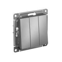 Systeme Electric ATN000931 AtlasDesign 3-клавишный выключатель, сх.1+1+1, 10АХ, механизм, сталь