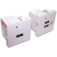 LANMASTER LAN-EZ45x45-1U/R2-WH Модуль USB-зарядки, 1 порт, без шторки, 2.1A/5V, 45x45, белый