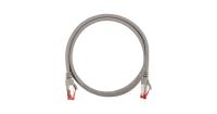 NIKOMAX NMC-PC4SA55B-010-SL-C-GY Коммутационный шнур Slim Line S/FTP 4 пары, Кат.6a (Класс Ea), 500МГц, 2хRJ45/8P8C, T568B, заливной, с защитой защелки, многожильный, BC (чистая медь), 28AWG (7х0,127мм), LSZH нг(А)-HFLTx, серый, 1м