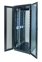 Eurolan 60F-42-88-35BL Шкаф Racknet S3000 42U 800 × 800, передняя дверь перфорированная двустворчатая, задняя дверь перфорированная двустворчатая, боковые панели, шнуры заземления, ножки, черный
